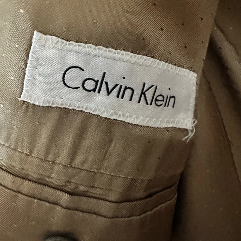 Calvin‎ Klein Mens 48L 100% Wool Blazer Tan Suit Jacket.